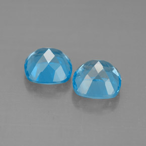 Gemas de topacio azul natural de  ct, corte cojín, VVS-VS