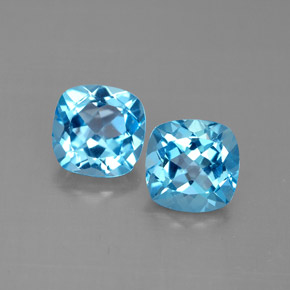 Gemas de topacio azul natural de  ct, corte cojín, VVS-VS