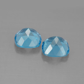 Gemas de topacio azul natural de  ct, corte cojín, VVS-VS