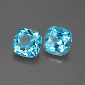 Gemas de topacio azul natural de  ct, corte cojín, VVS-VS