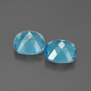 Gemas de topacio azul natural de  ct, corte cojín, VVS-VS