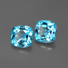 Gemas de topacio azul natural de  ct, corte cojín, VVS-VS