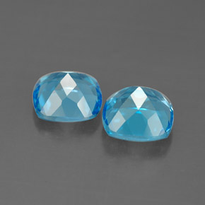Gemas de topacio azul natural de  ct, corte cojín, VVS-VS