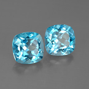 Gemas de topacio azul natural de  ct, corte cojín, VVS-VS
