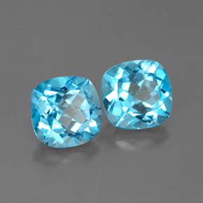 Gemas de topacio azul natural de  ct, corte cojín, VVS-VS