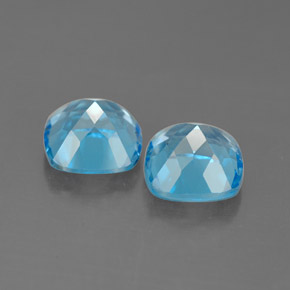 Gemas de topacio azul natural de  ct, corte cojín, VVS-VS