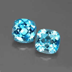 Gemas de topacio azul natural de  ct, corte cojín, VVS-VS