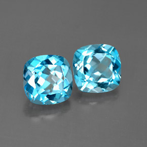 Gemas de topacio azul natural de  ct, corte cojín, VVS-VS
