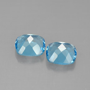 Gemas de topacio azul natural de  ct, corte cojín, VVS-VS