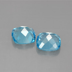 Gemas de topacio azul natural de  ct, corte cojín, VVS-VS