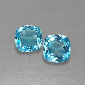 Gemas de topacio azul natural de  ct, corte cojín, VVS-VS