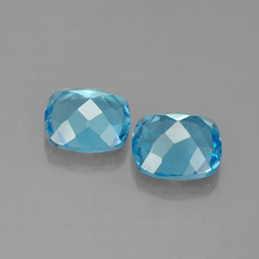 Gemas de topacio azul natural de  ct, corte cojín, VVS-VS