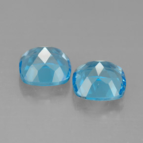 Gemas de topacio azul natural de  ct, corte cojín, VVS-VS