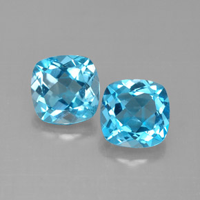 Gemas de topacio azul natural de  ct, corte cojín, VVS-VS