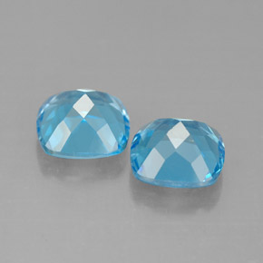 Gemas de topacio azul natural de  ct, corte cojín, VVS-VS