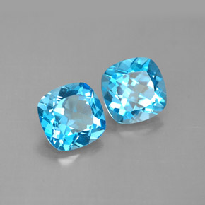 Gemas de topacio azul natural de  ct, corte cojín, VVS-VS