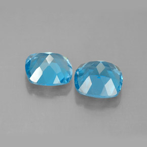 Gemas de topacio azul natural de  ct, corte cojín, VVS-VS