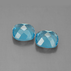 Gemas de topacio azul natural de  ct, corte cojín, VVS-VS