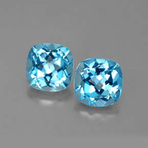 Gemas de topacio azul natural de  ct, corte cojín, VVS-VS