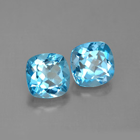 Gemas de topacio azul natural de  ct, corte cojín, VVS-VS