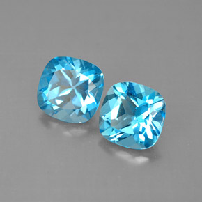 Gemas de topacio azul natural de  ct, corte cojín, VVS-VS