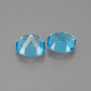 Gemas de topacio azul natural de  ct, corte cojín, VVS-VS