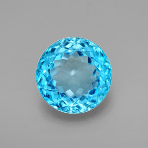 Topacio azul natural de 3,29 ct, corte redondo, VVS-VS