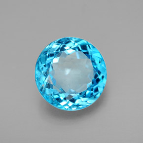 Topacio azul natural de 3,29 ct, corte redondo, VVS-VS