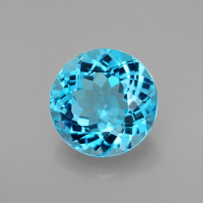 Topacio azul natural de 3,42 ct, corte redondo, VVS-VS