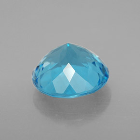 Topacio azul natural de 3,42 ct, corte redondo, VVS-VS