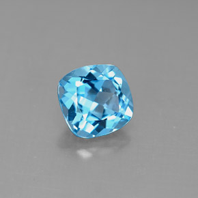 Topacio azul natural de 1,93 ct, corte cojín, VVS-VS