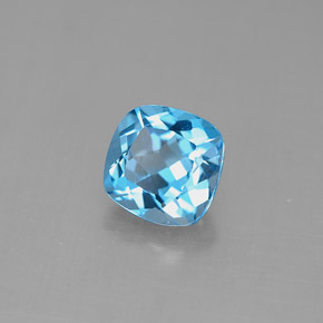 Topacio azul natural de 1,93 ct, corte cojín, VVS-VS