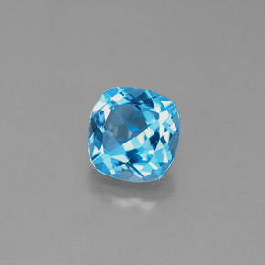 Topacio azul natural de 1,84 ct, corte cojín, VVS-VS