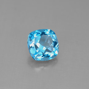 Topacio azul natural de 1,84 ct, corte cojín, VVS-VS