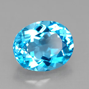 Topacio azul natural de 4,73 ct, corte óvalo, VVS-VS