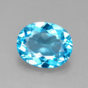 Topacio azul natural de 4,14 ct, corte óvalo, VS