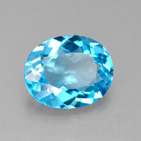 Topacio azul natural de 4,14 ct, corte óvalo, VS