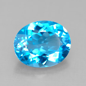 Topacio azul natural de 4,23 ct, corte óvalo, VS