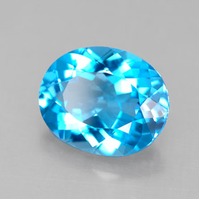 Topacio azul natural de 4,23 ct, corte óvalo, VS