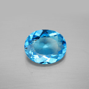 Topacio azul natural de 3,72 ct, corte óvalo, VVS-VS