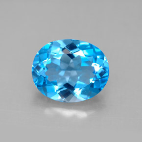 Topacio azul natural de 4,42 ct, corte óvalo, VS