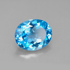 Topacio azul natural de 4,42 ct, corte óvalo, VS