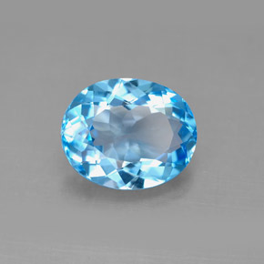 Topacio azul natural de 4,44 ct, corte óvalo, VVS-VS