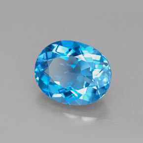 Topacio azul natural de 4,66 ct, corte óvalo, VVS-VS