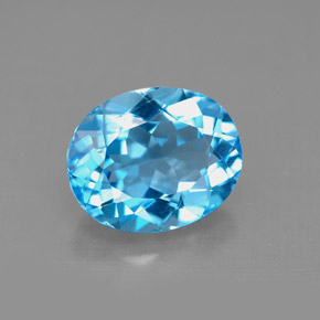 Topacio azul natural de 4,57 ct, corte óvalo, VVS-VS