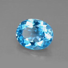 Topacio azul natural de 4,57 ct, corte óvalo, VVS-VS