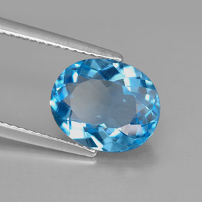 Topacio azul natural de 4,15 ct, corte óvalo, VVS-VS