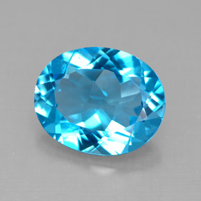 Topacio azul natural de 3,65 ct, corte óvalo, VS
