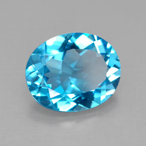 Topacio azul natural de 3,65 ct, corte óvalo, VS