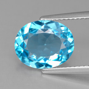 Topacio azul natural de 3,82 ct, corte óvalo, VS